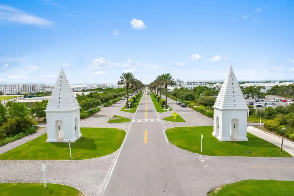 Entrance to Alys Beach along Scenic Highway 30A in South Walton Florida