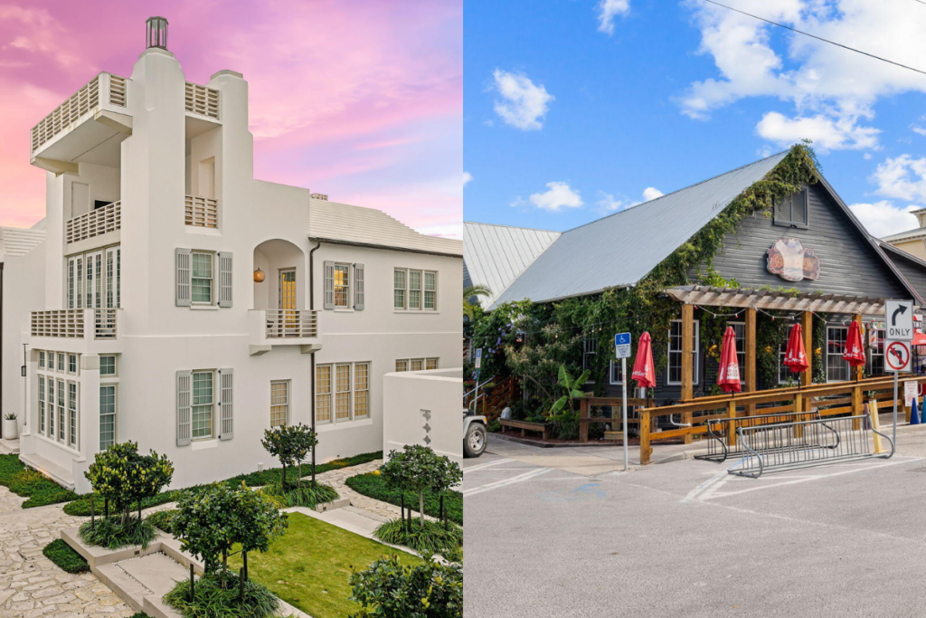 Comparison of the manicured white stucco of Alys Beach and the eclectic Old Florida style of Grayton Beach.