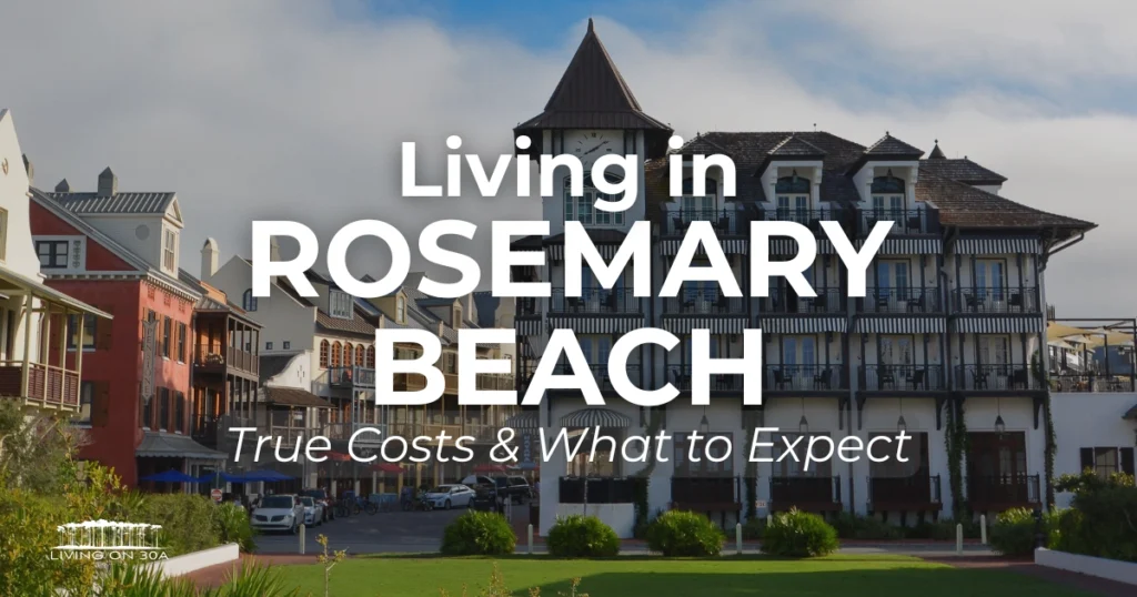 the-pearl-hotel-rosemary-beach-clock-tower - Living on 30A Florida The Pearl Hotel in Rosemary Beach featuring the iconic clock tower and Town Center green