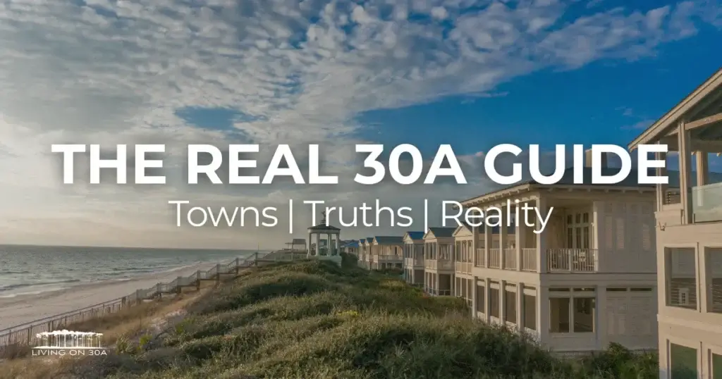 The Real 30A Florida Guide - Living on 30A Florida Aerial view of 30A Florida coastline and luxury beach communities for the ultimate outsiders guide.