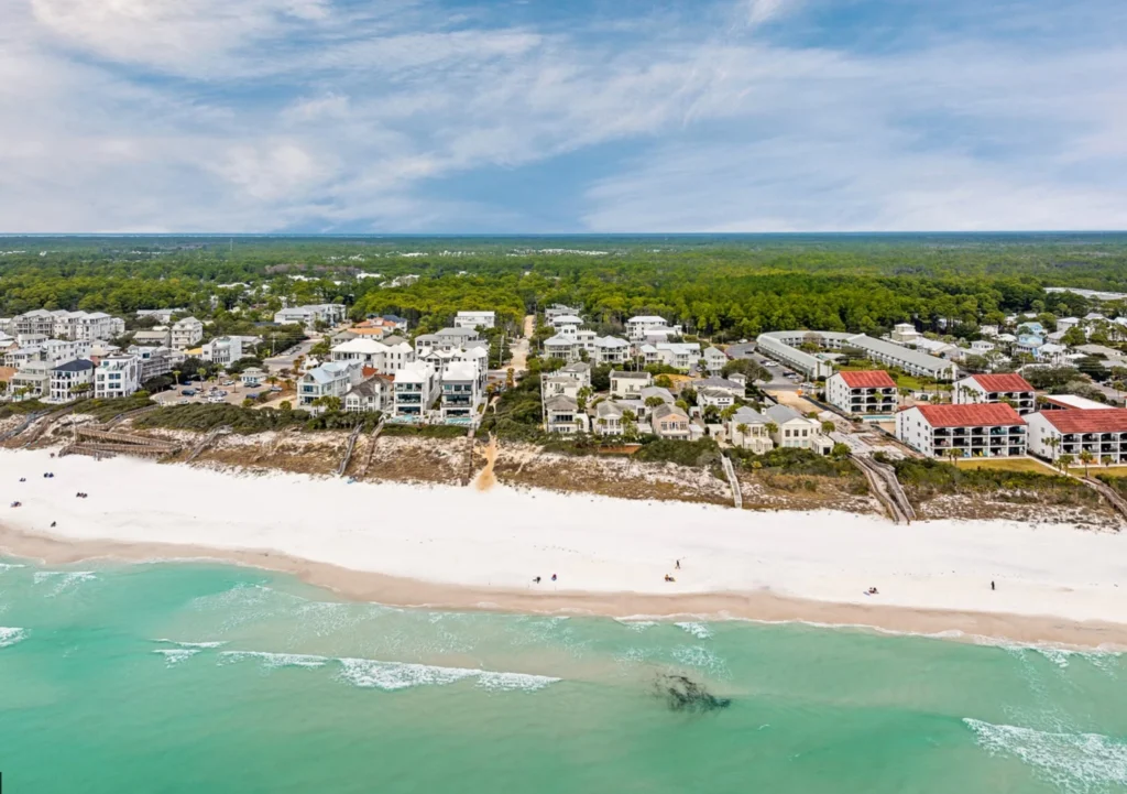 Seagrove Beach Aerial Shot from the Gulf - Living on 30A Florida Aerial Photo of Seagrove Beach Gulf Front Homes