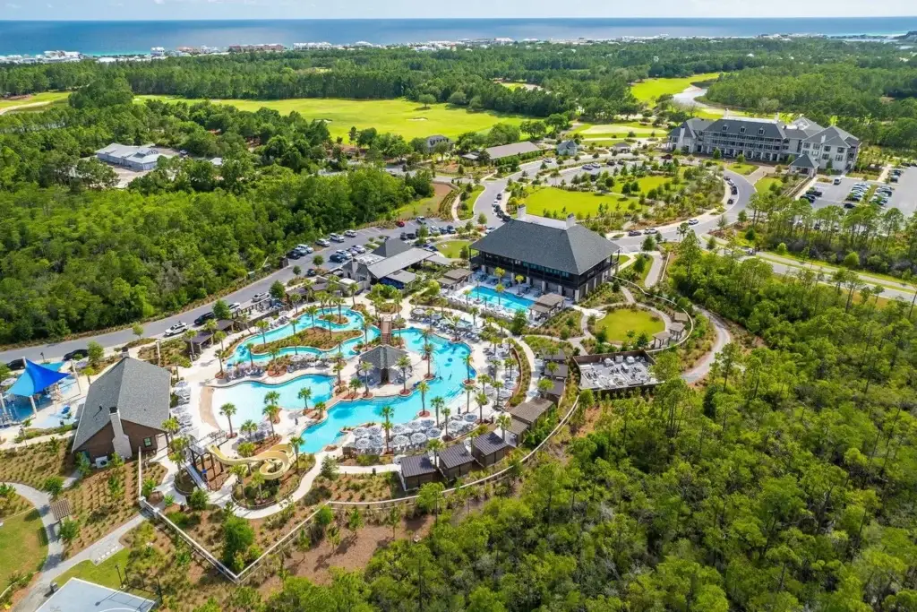 Camp Creek Club Aerial View - Living on 30A Florida Watersound Camp Creek owners have access to Camp Creek Golf Club and the Watersound Beach Club