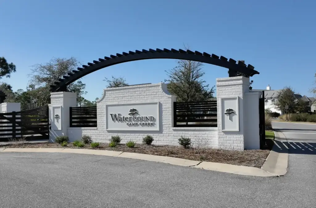 Watersound Camp Creek Gated Entrance - Living on 30A Florida Gated entry at Watersound Camp Creek along South Watersound Parkway in Inlet Beach, Florida